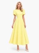 Elegant High-neck Bud Sleeve Midi Dress