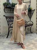 Elegant Satin Maxi Dress & Sheer Chiffon Cardigan Two-Piece Set