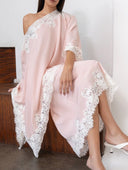 Elegant Satin Lace Shawl & Maxi Skirt Two-Piece Set