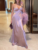 Elegant Feather Shawl Cami Mermaid Maxi Dress