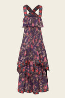 Floral Print Cross Halter Maxi Dress