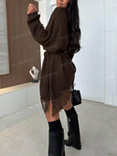 Lace Trim Oversized Knit Sweater