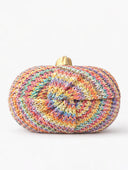 Rainbow Multicolor Braided Oval Hard-Shell Evening Handbag
