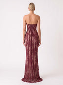 Elegant Strapless Lace Corset Maxi Dress