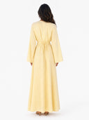 Elegant Pleated Long Sleeve Pocket Maxi Dress