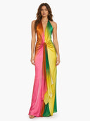 Vibrant Deep V-Neck Backless Maxi Dress