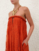 Strapless Floral Lace Loose Harem Jumpsuit