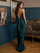 Sexy Elegant Satin Side High Slit Maxi Dress