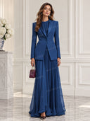 Tailored Blazer & Chiffon Maxi Dress Prom Set