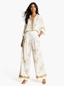 Elegant Butterfly Print Zip Shirt