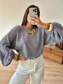Elegant Reversible Plaid Crop Top & Asymmetrical Midi Skirt Two-Piece Set