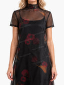 Casual Tie-Neck Multi-Layer Printed Maxi Dress