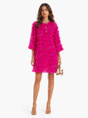 Elegant Fringed Mid-length Sleeve Mini Dress
