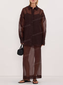 Sheer Organza Shirt & Skirt Two-Piece Set