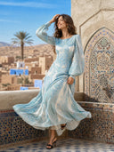 Elegant Paisley Print Chiffon Maxi Dress