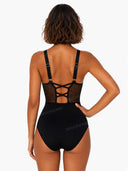 Sexy Hollow-out Mesh Patchwork One-Piece Swimsuit