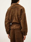 Suede Belted Jacket & Cargo Pants Two Piece Set