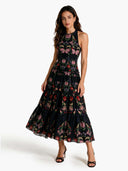 Elegant Backless Printed Layered Chiffon Flowing Maxi Dress