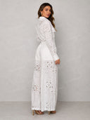 Elegant Eyelet Embroidered Wide-Leg Jumpsuit