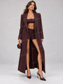 Elegant Double Breasted Tailored Maxi Blazer Coat