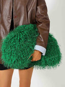 Stylish Long Curly Plush Oversized Clutch Bag