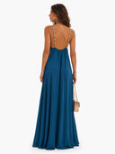 Elegant Beaded Halter Neck Flowy Maxi Dress