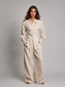 Minimalist Shirt & Wide Leg Pants Two-Piece Set