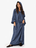 Casual Hooded Wide-Sleeve Open-Front Abaya Maxi Dress