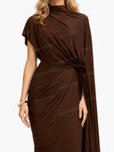Irregular Shawl Pleated Maxi Dress