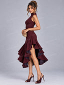 Elegant Knit Asymmetric Ruffle Midi Dress