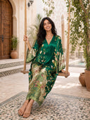 Elegant Floral Print Batwing Sleeve Maxi Dress