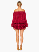 Fashion Off-Shoulder Ruched Ruffle Mini Dress