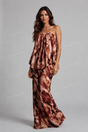 Strapless Draped Top & Printed Maxi Skirt Set