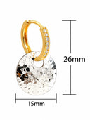 Two Tone Hammered Disc Hoop Earrings