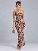 Elegant Multicolor Floral Sequin Maxi Dress