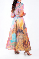 Elegan Print Chiffon Maxi Skirt Two-Piece Set