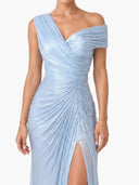 Elegant Draped Ruched High Slit Party Maxi Dress