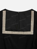 Pearl Trim Square Neck Wide Leg Jumpsuit