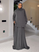 Elegant Muslim Headscarf & Maxi Robe Two-Piece Set