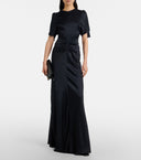 Satin Flutter Sleeve Dress