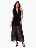Elegant Deep V-Neck Cutout Lace Maxi Dress