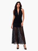 Elegant Deep V-Neck Cutout Lace Maxi Dress