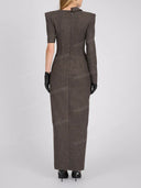 Elegant Lace Panel Blazer Maxi Dress