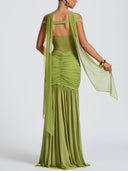 Off-The-Shoulder Mesh Maxi Dress