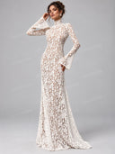 Sexy Sheer Lace High Neck Maxi Dress