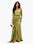 Elegant Draped Satin Maxi Dress