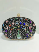 Retro Peacock Rhinestone Party Clutch Bag