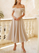 Elegant Off-the-shoulder Draped Maxi Dress