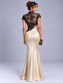Elegant Lace High Neck Mermaid Maxi Dress
