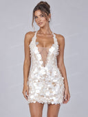 Sexy Halter Neck Sequin Mini Dress